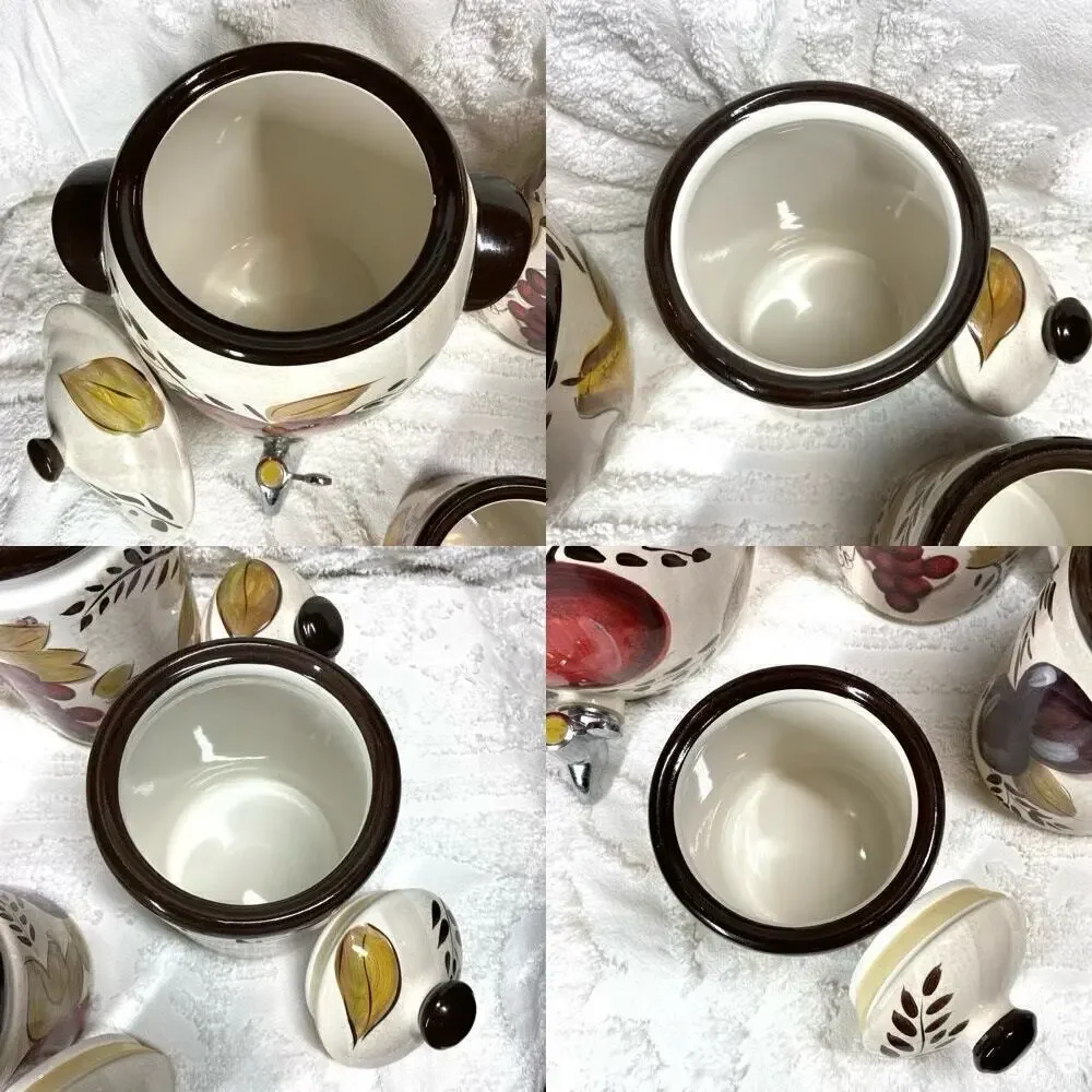 TABLETOPS GALLERY BOUNTIFUL Apples & Berries Hand Painted and Crafted Canisters